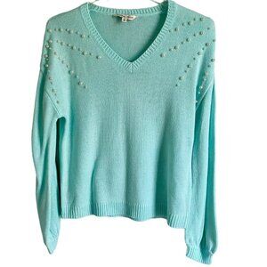 Heritage Charm Pullover Sweater with Faux Pearls Women's Petite Small